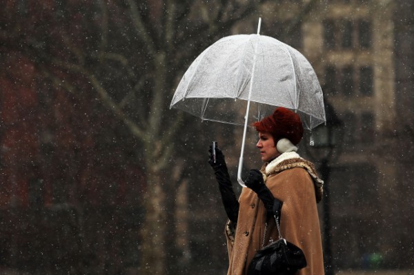 Snow Falls In New York City On First Day Of Spring