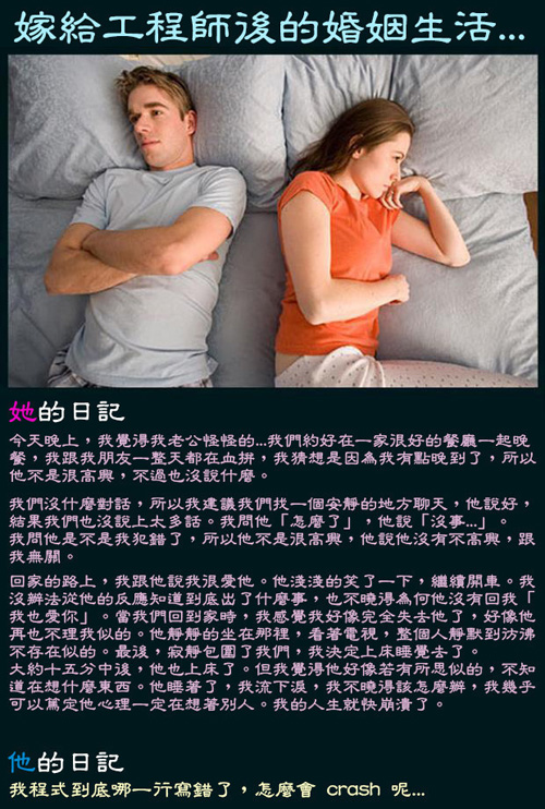 嫁給工程師後的婚姻生活